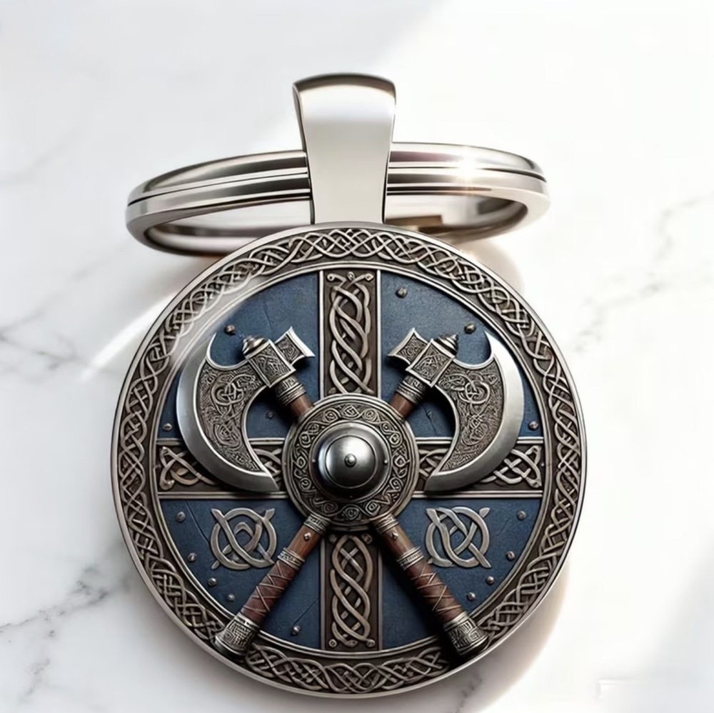 3/$25 Viking Shield And Axes Norse Warrior Keychain NEW